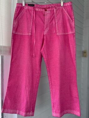 Lands' End Hot Pink Wide-Leg Drawstring Jeans